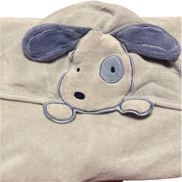 Carter’s Just One You blue terry cloth hooded bath towel with puppy dog on hood - Picture 3 of 14